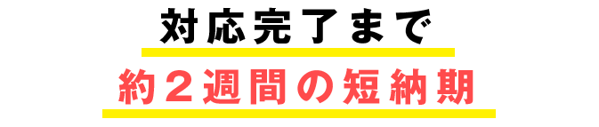 対応完了まで約2週間の短納期